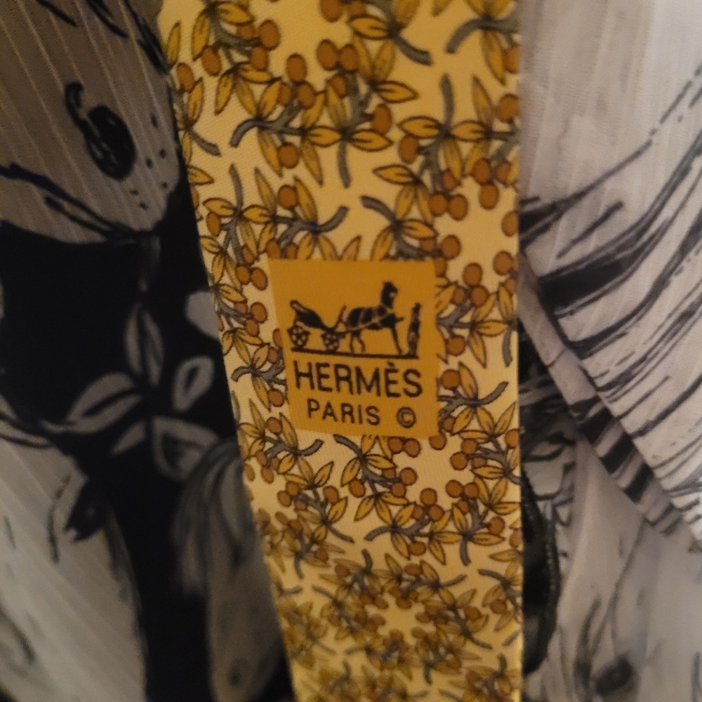 Hermès Paris Yellow Floral Tie